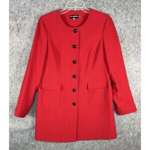 Karl Lagerfeld Women's Long Jacket Blazer Size 12 Red